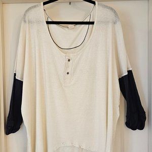 Free People Baseball shirt Navy & cream